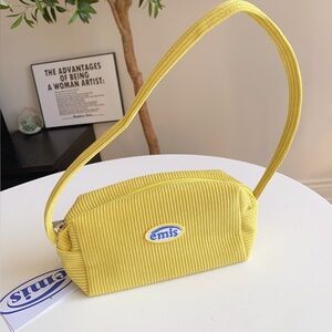 EMIS Corduroy Mini Shoulder Bag Yellow Green